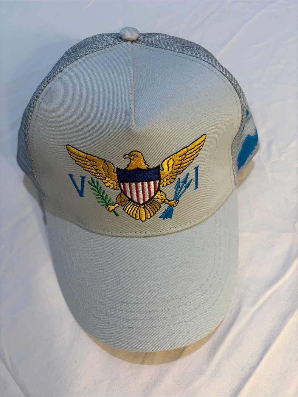 Light Gray Embroidered Eagle Trucker Hat - Unbranded